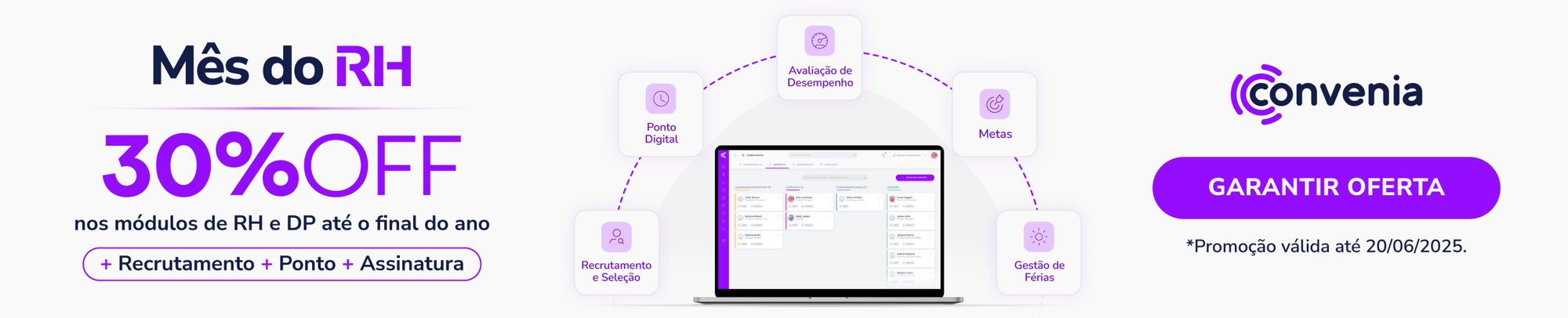 Mês do RH 30% OFF nos módulos de RH e DP até o final do ano. Garantir Oferta